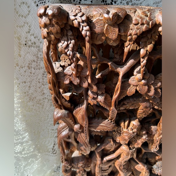 Vintage Balinese Carved Wood Sculptural Wall Panel Rama Sita - Picture 3 of 17